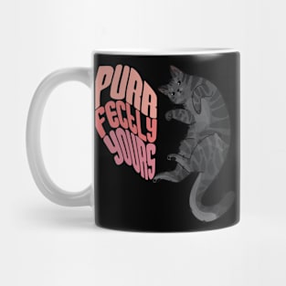 Purrfectly Yours - Grey Cat Valentine's Design Mug